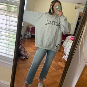 Oversized distressed crew neck
